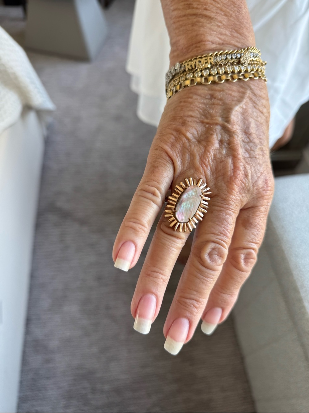 Kendra Scott Gold Sunburst Ring with Iridescent Opal